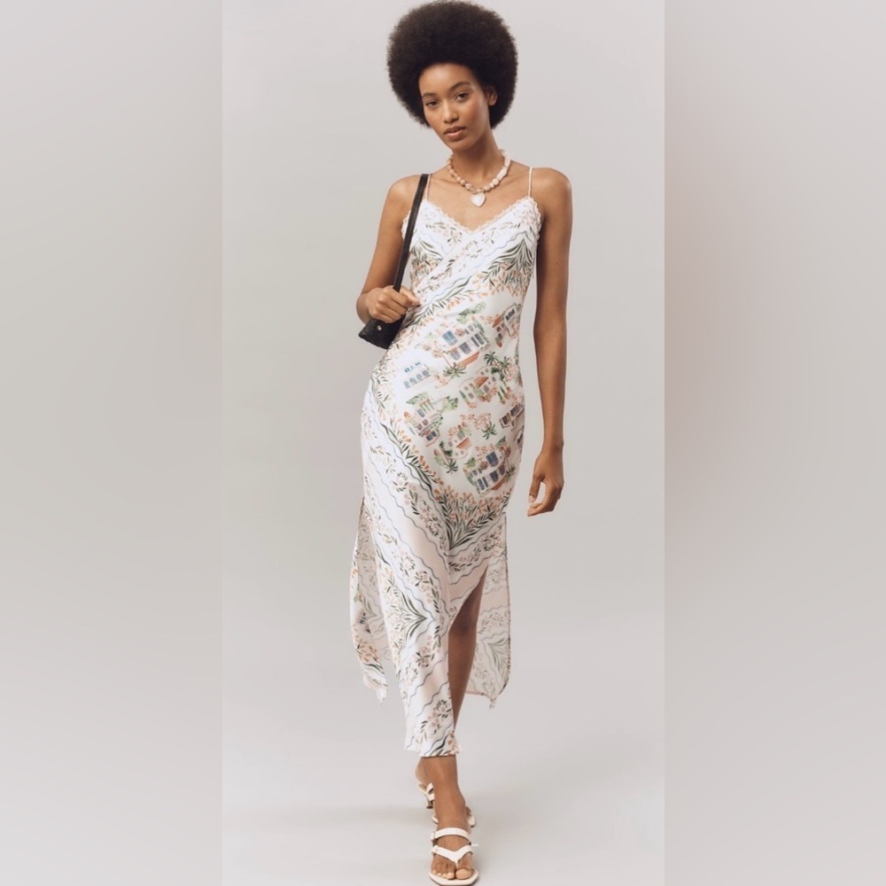SOLD OUT En Saison Alaia Slip Maxi Dress Oyster Print NWT Sealed XS Vacation